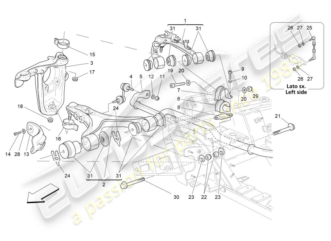 Maserati QTP 3.0 TDS V6 275HP (2015) Sospensioni anteriori Diagramma delle parti