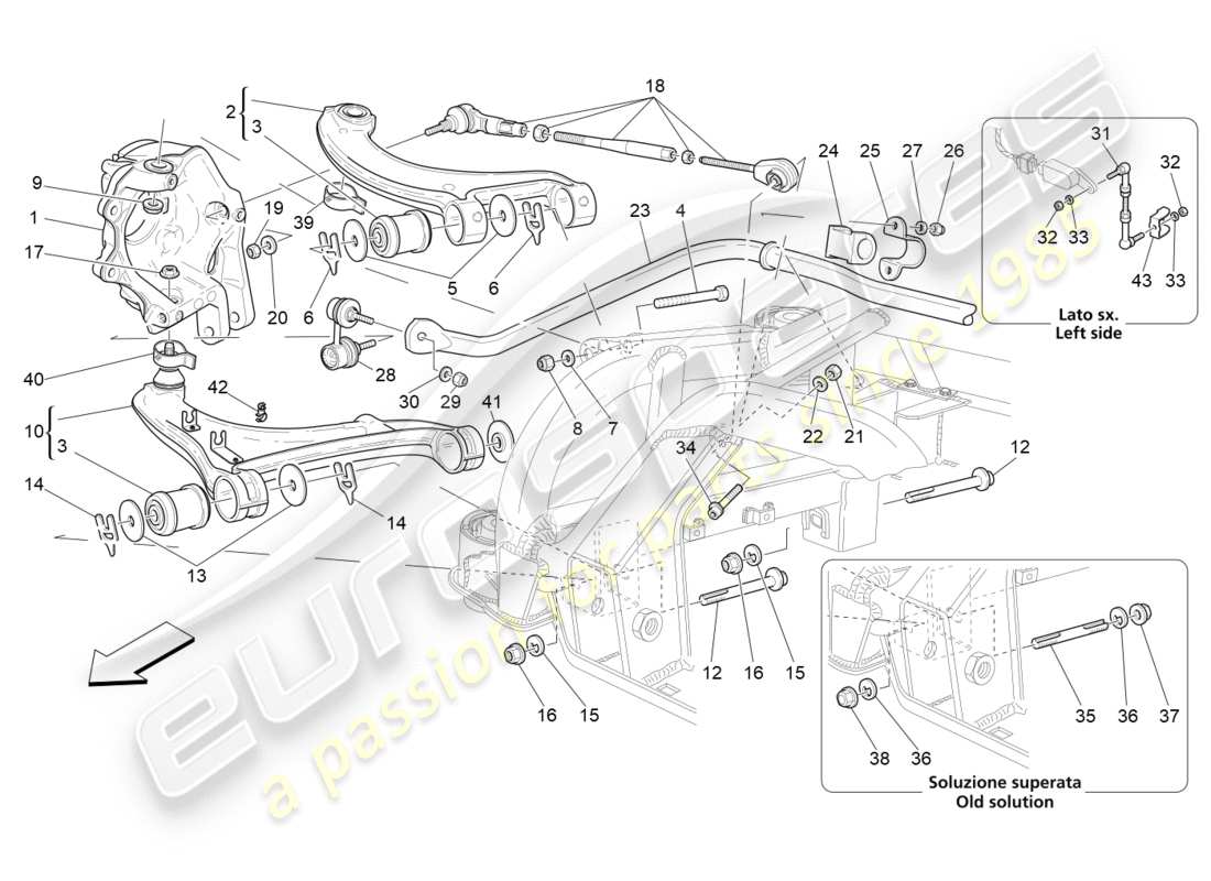Maserati QTP 3.0 TDS V6 275HP (2015) Sospensione posteriore Diagramma delle parti