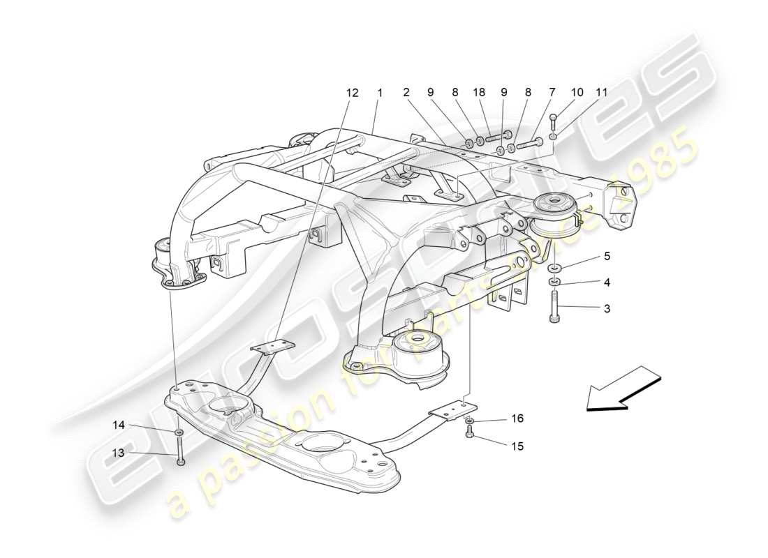 Maserati QTP 3.0 TDS V6 275HP (2015) telaio posteriore Diagramma delle parti