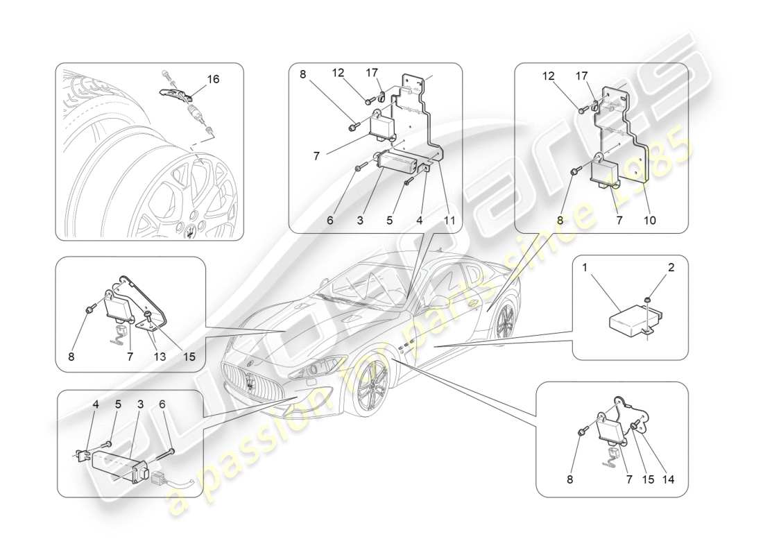 Maserati QTP 3.0 TDS V6 275HP (2015) sistema di monitoraggio della pressione dei pneumatici Diagramma delle parti