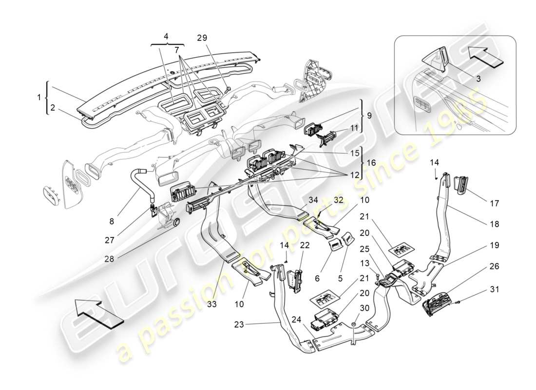 Maserati QTP 3.0 TDS V6 275HP (2015) condizionatore: diffusione Diagramma delle parti