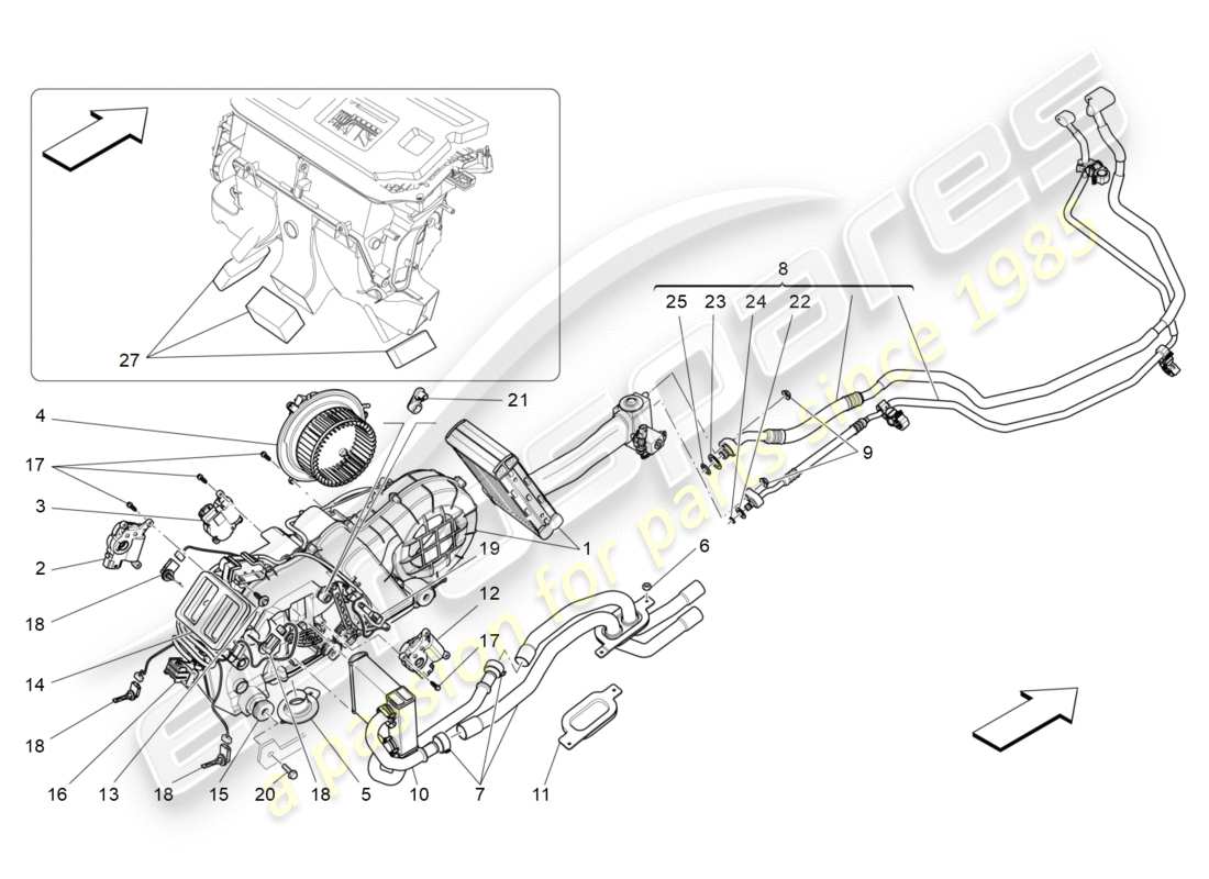 Maserati QTP 3.0 TDS V6 275HP (2015) unità a/c: dispositivi tunnel Diagramma delle parti