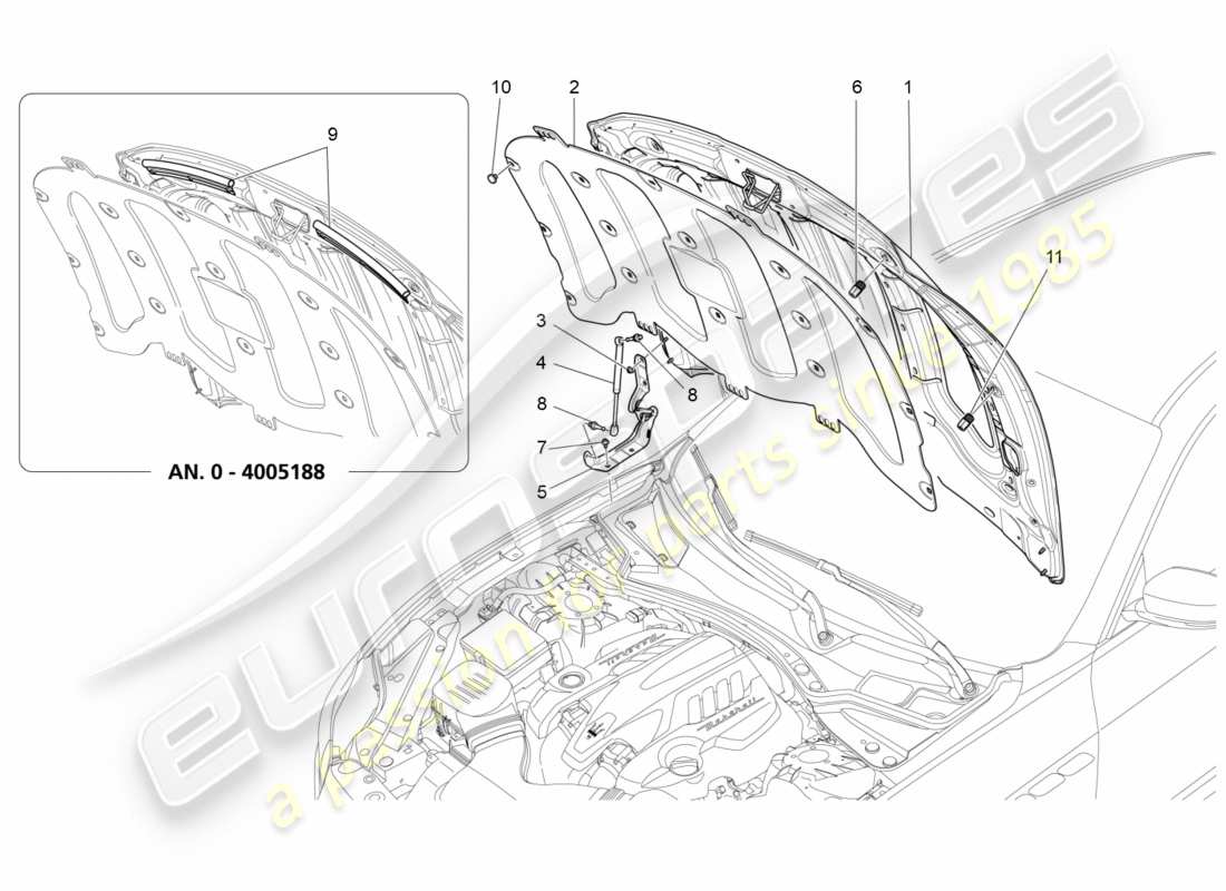 Maserati QTP 3.0 TDS V6 275HP (2015) COPERCHIO ANTERIORE Diagramma delle parti