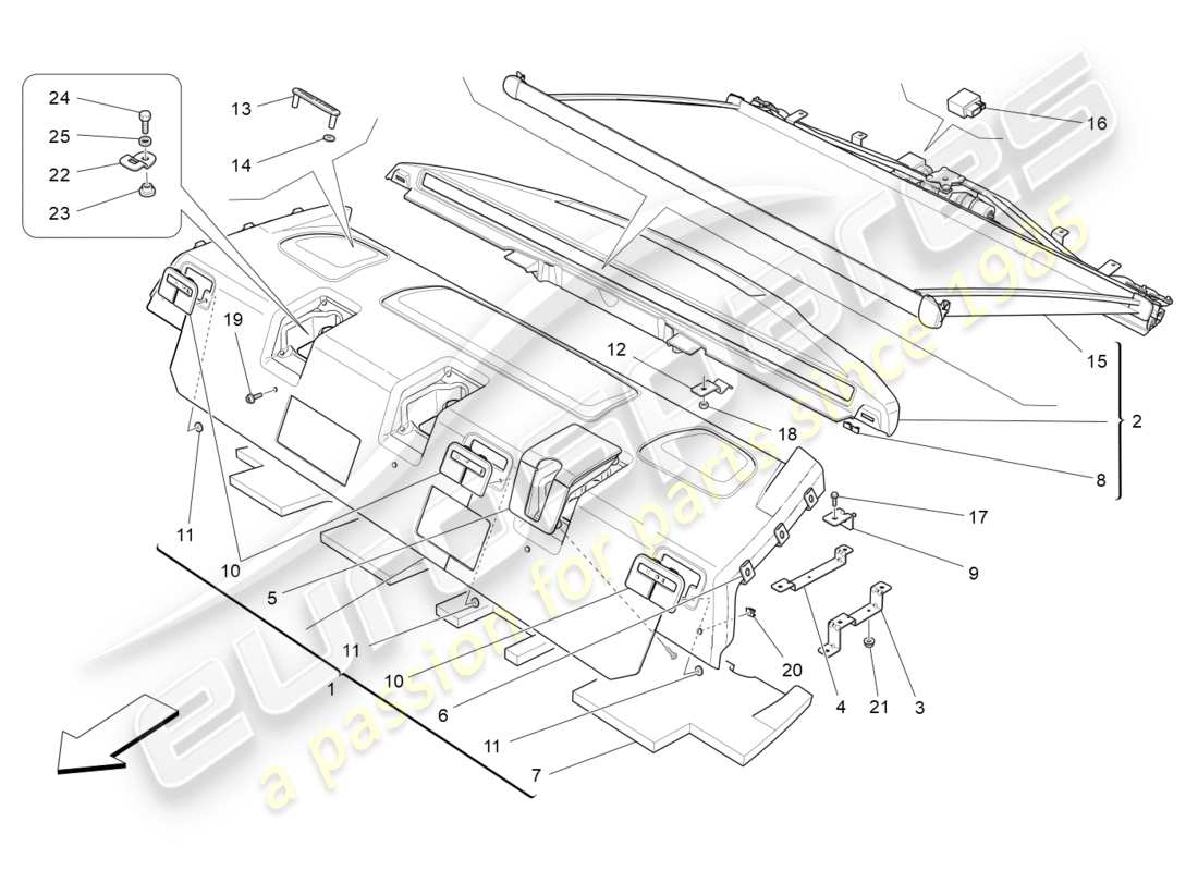 Maserati QTP 3.0 TDS V6 275HP (2015) RIPIANO POSTERIORE Diagramma delle parti