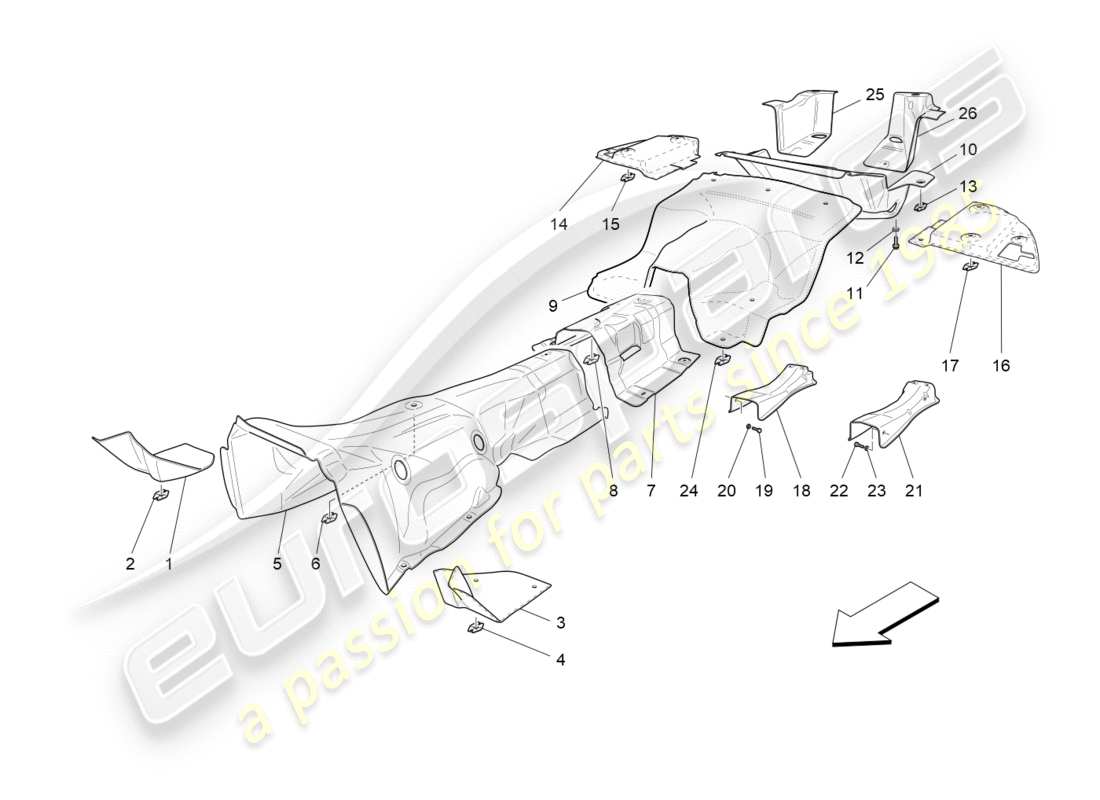 Maserati QTP 3.0 TDS V6 275HP (2015) PANNELLI TERMOISOLANTI Diagramma delle parti