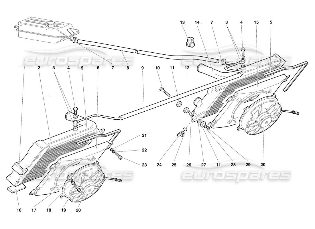 Lamborghini Diablo SV (1997) Radiatori ed Elettroventilatori Diagramma delle parti