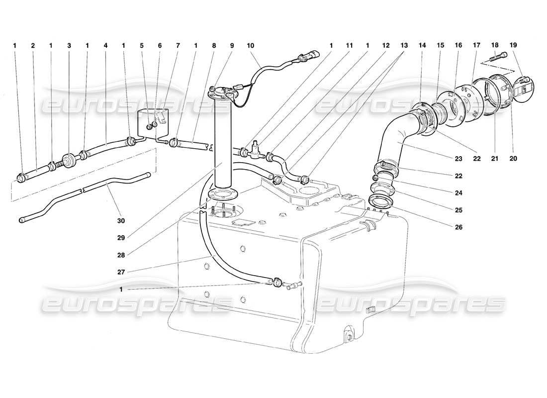 Lamborghini Diablo SV (1997) Sistema di alimentazione carburante Diagramma delle parti
