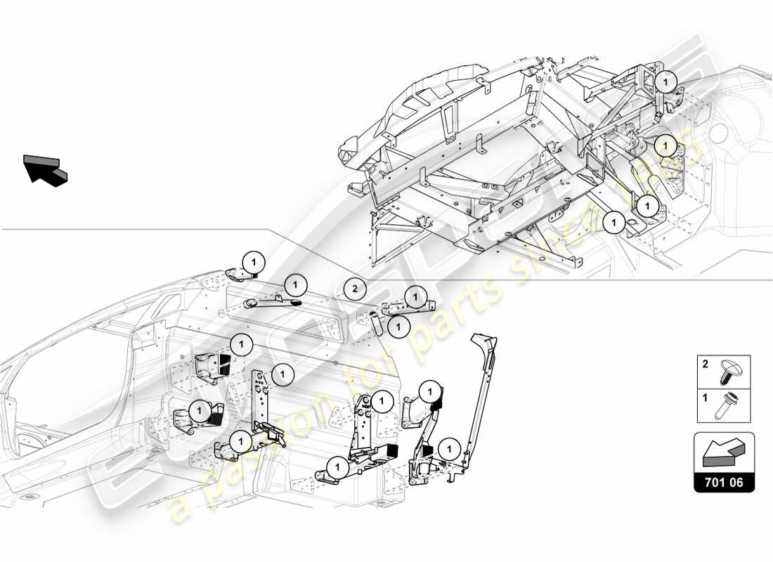 Lamborghini Centenario Coupé (2017) FISSAGGI Diagramma delle parti
