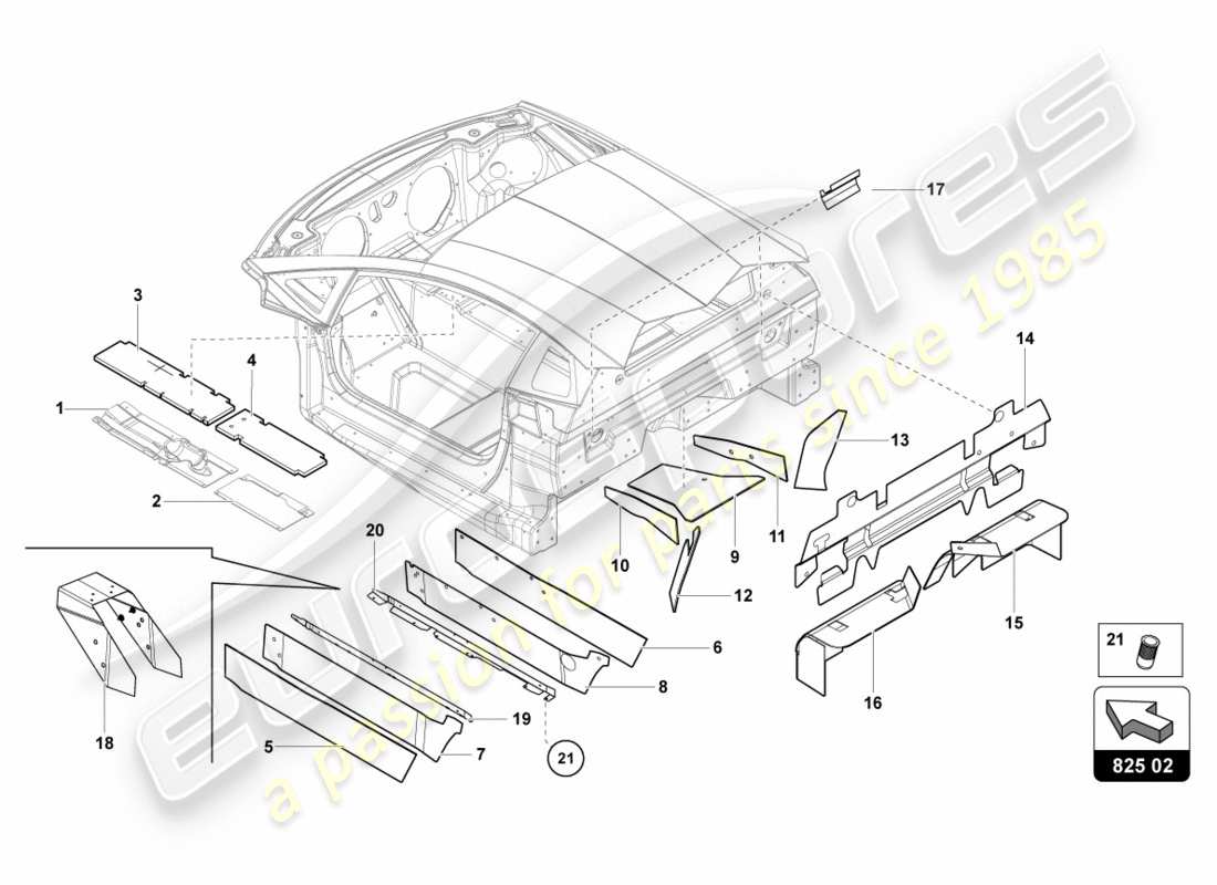 Lamborghini Centenario Coupé (2017) SERRANDA PER TUNNEL Diagramma delle parti