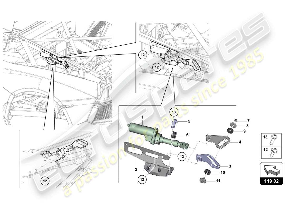 Lamborghini LP700-4 ROADSTER (2015) MOTORE PER DEFLETTORE DEL VENTO Diagramma delle parti