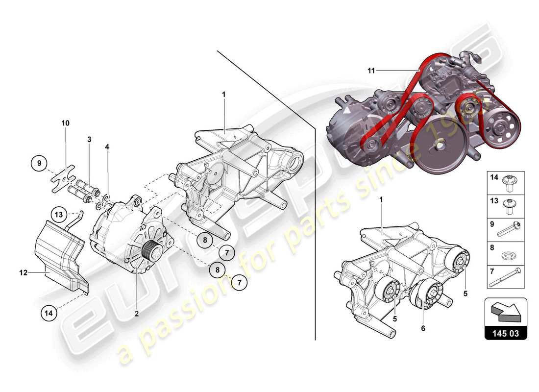 Lamborghini LP700-4 ROADSTER (2015) ALTERNATORE E PARTI SINGOLE Diagramma delle parti