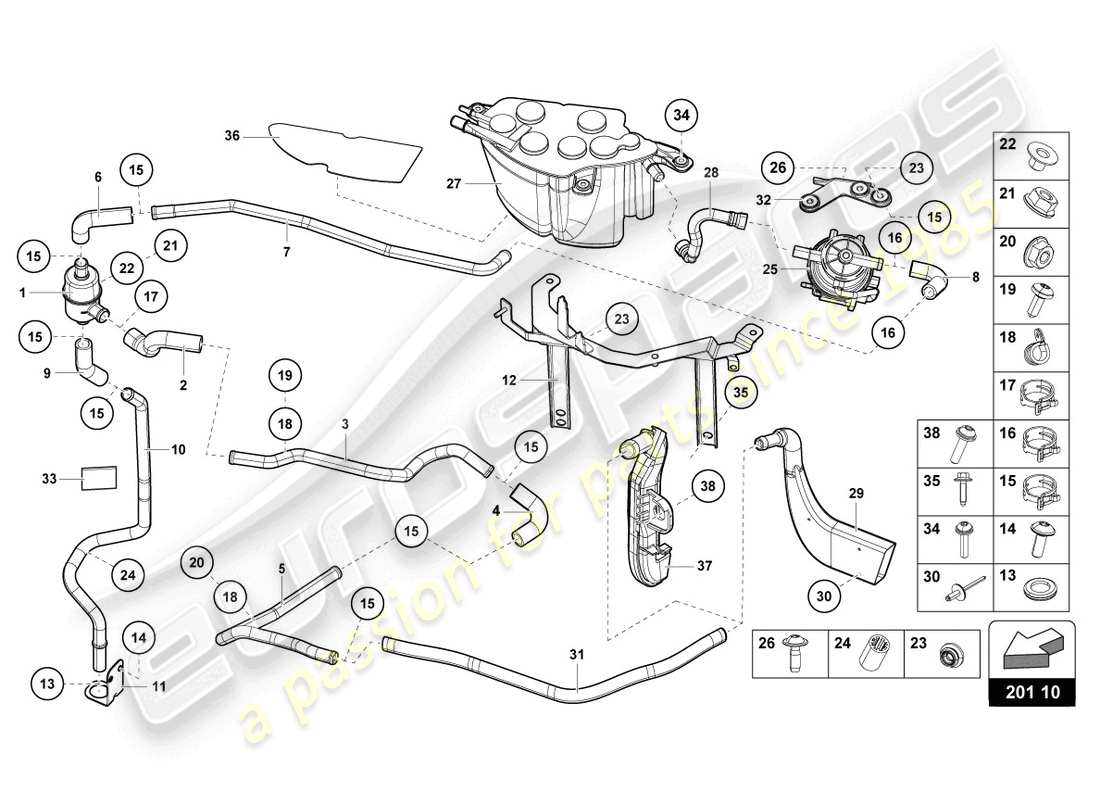 Lamborghini LP700-4 ROADSTER (2015) SISTEMA DI FILTRO A CARBONI ATTIVI Diagramma delle parti