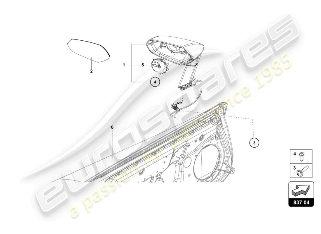 Lamborghini LP700-4 ROADSTER (2015) SPECCHIO ESTERNO Diagramma delle parti