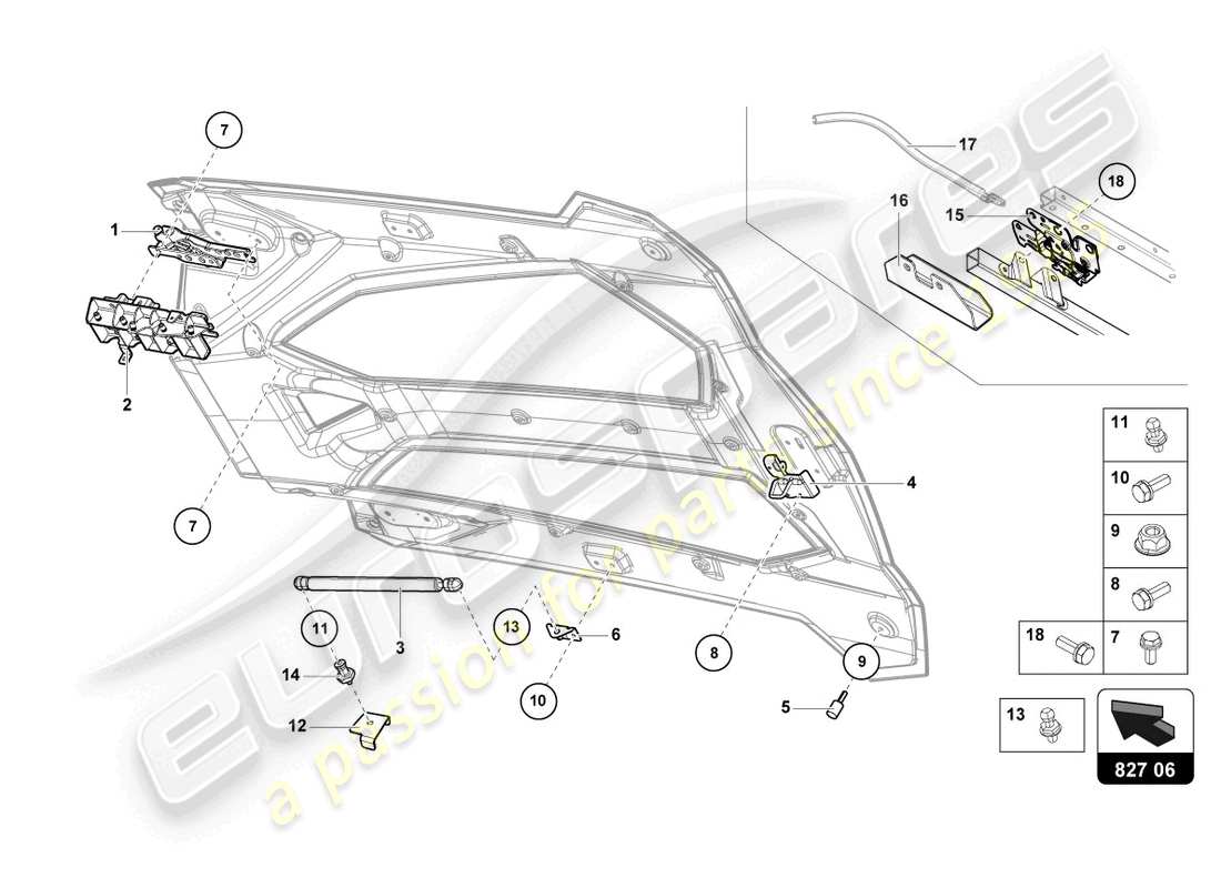 Lamborghini LP700-4 ROADSTER (2016) COPERTURA MOTORE CON ISP. COPERTINA Diagramma delle parti