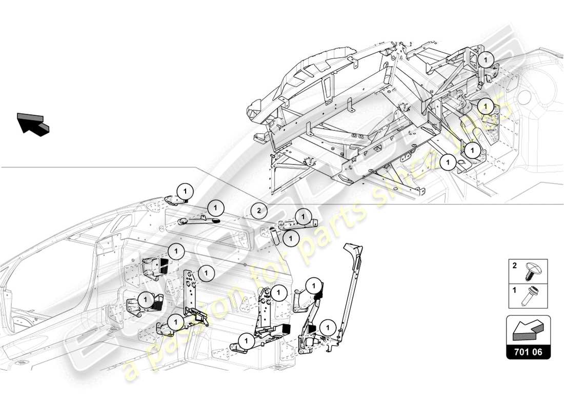 Lamborghini LP740-4 S COUPE (2018) FISSAGGI Diagramma delle parti
