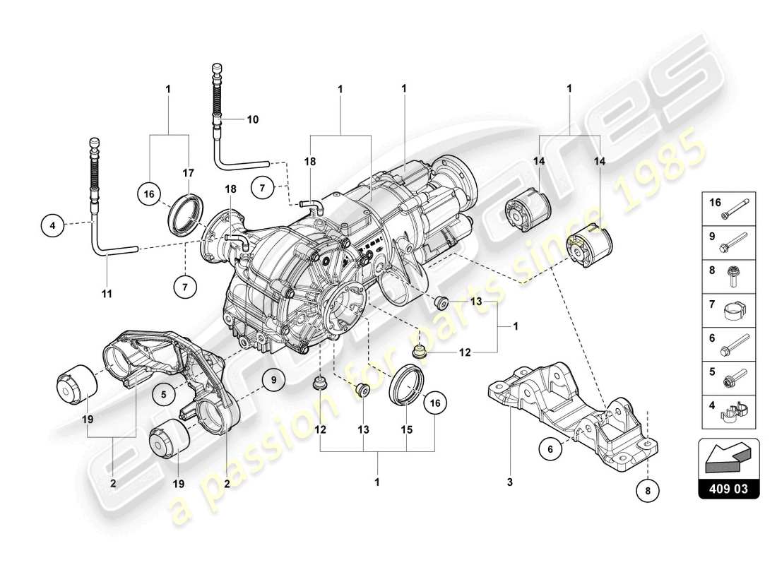 Lamborghini Sian (2021) DIFFERENZIALE ASSALE ANTERIORE CON FRIZIONE VISCO Diagramma delle parti