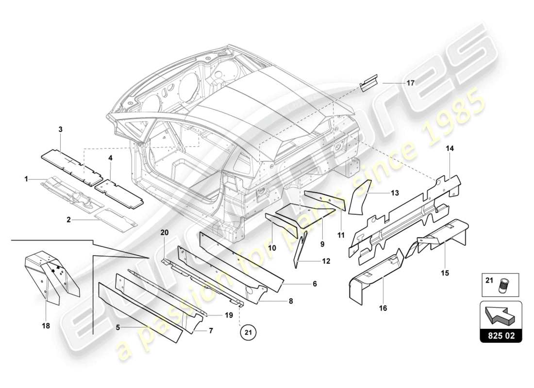 Lamborghini Sian (2021) SERRANDA PER TUNNEL Diagramma delle parti
