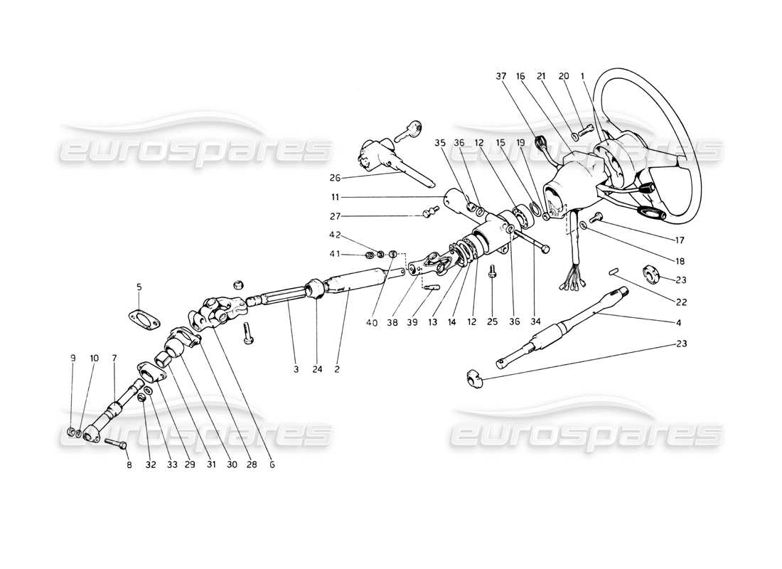 Ferrari 512 BB Piantone dello sterzo Diagramma delle parti