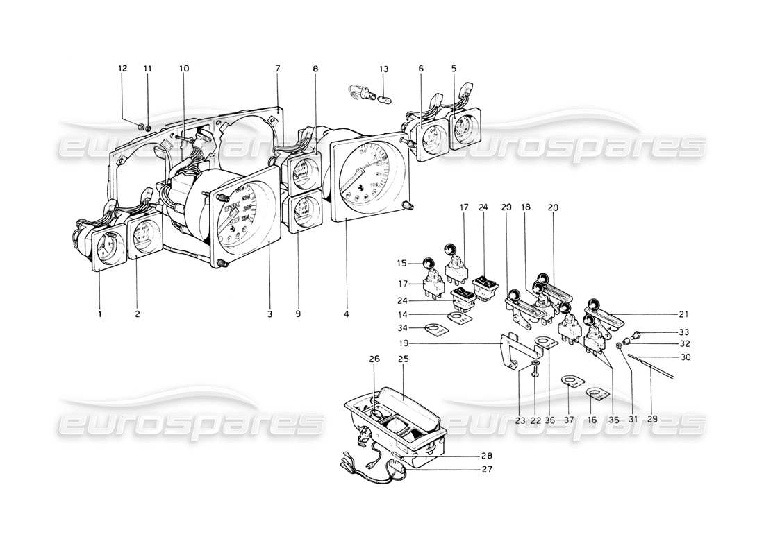 Ferrari 512 BB Strumenti e accessori Diagramma delle parti