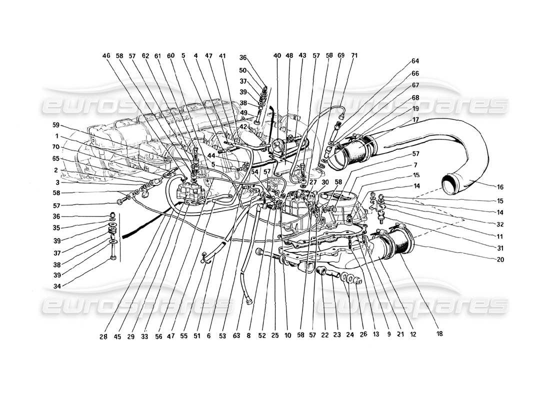 Ferrari 512 BBi Sistema di iniezione del carburante - Distributori di carburante, linee Diagramma delle parti