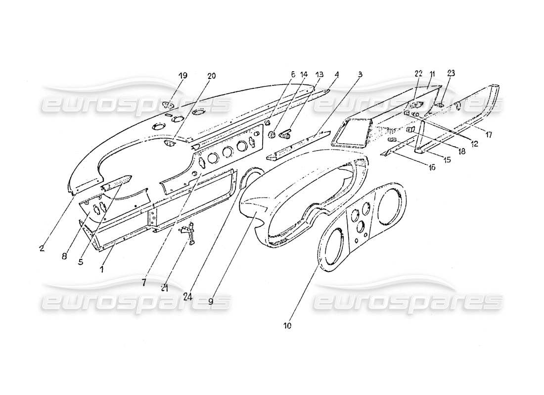 uno schema delle parti dal catalogo delle parti Ferrari 365 GT 2+2 (Carrozzerie).