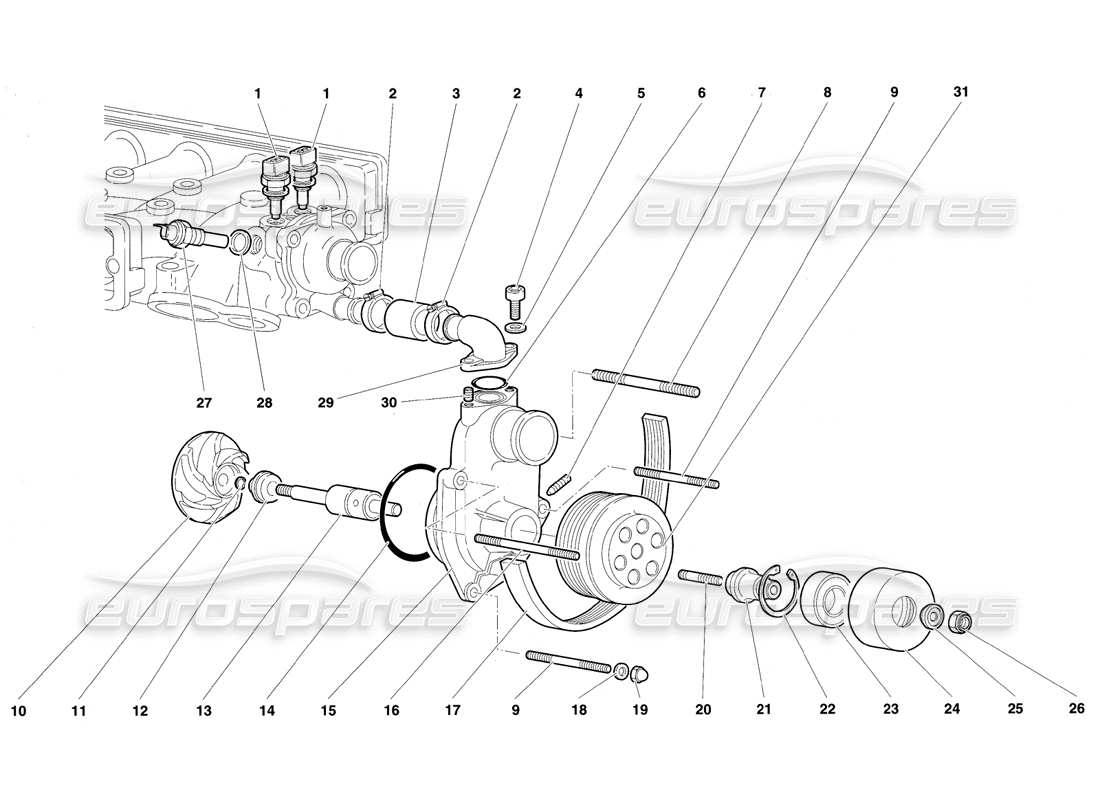 un diagramma delle parti dal catalogo delle parti lamborghini diablo vt (1994)