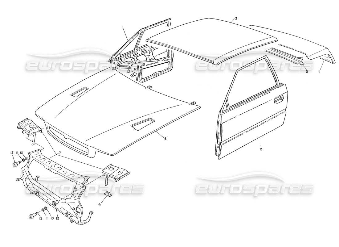 un diagramma delle parti dal catalogo delle parti maserati ghibli (1993-1995)