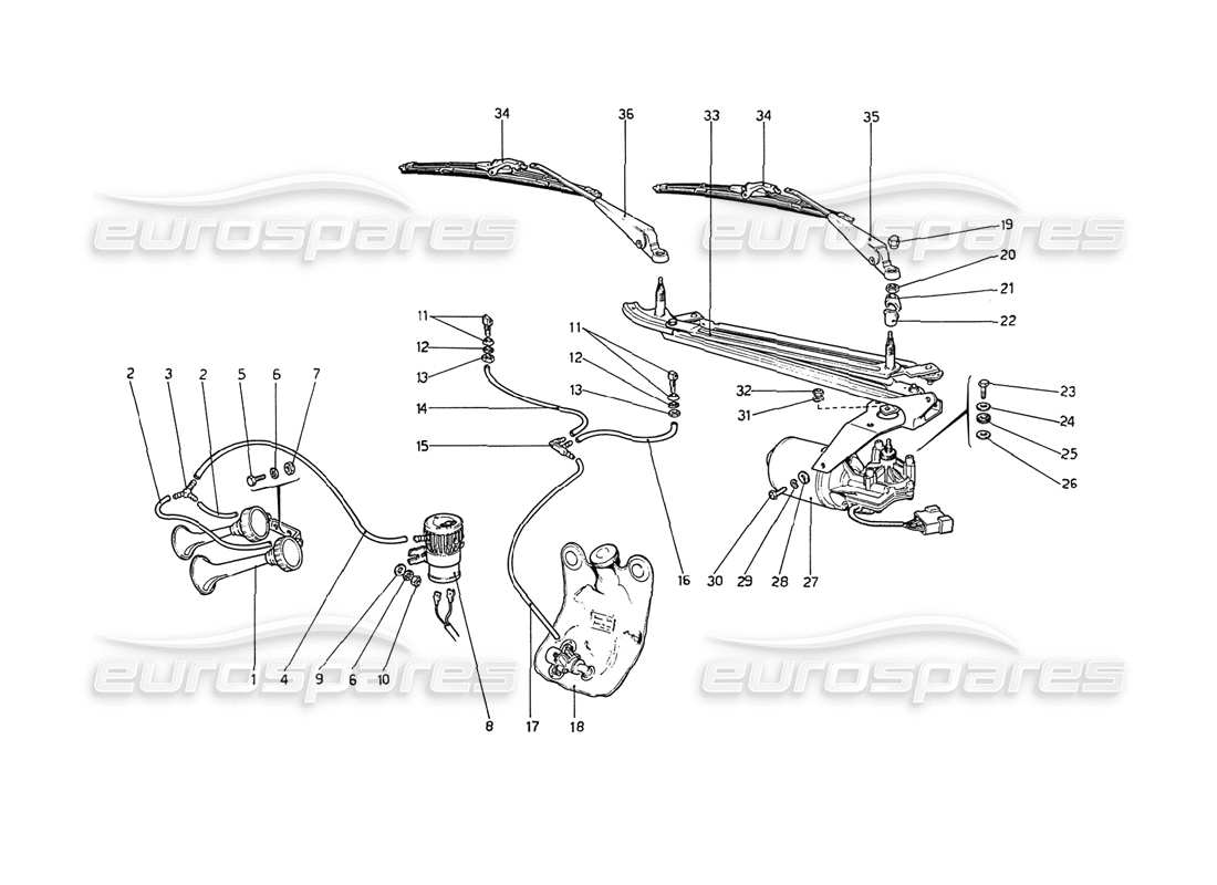 uno schema delle parti dal catalogo delle parti Ferrari 208 GT4 Dino (1975)