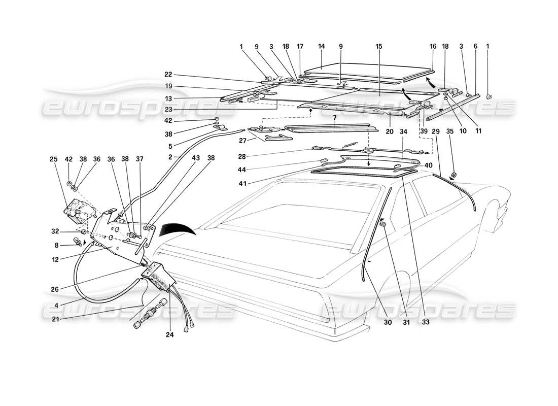 un diagramma delle parti dal catalogo delle parti ferrari mondial 3.2 qv (1987)