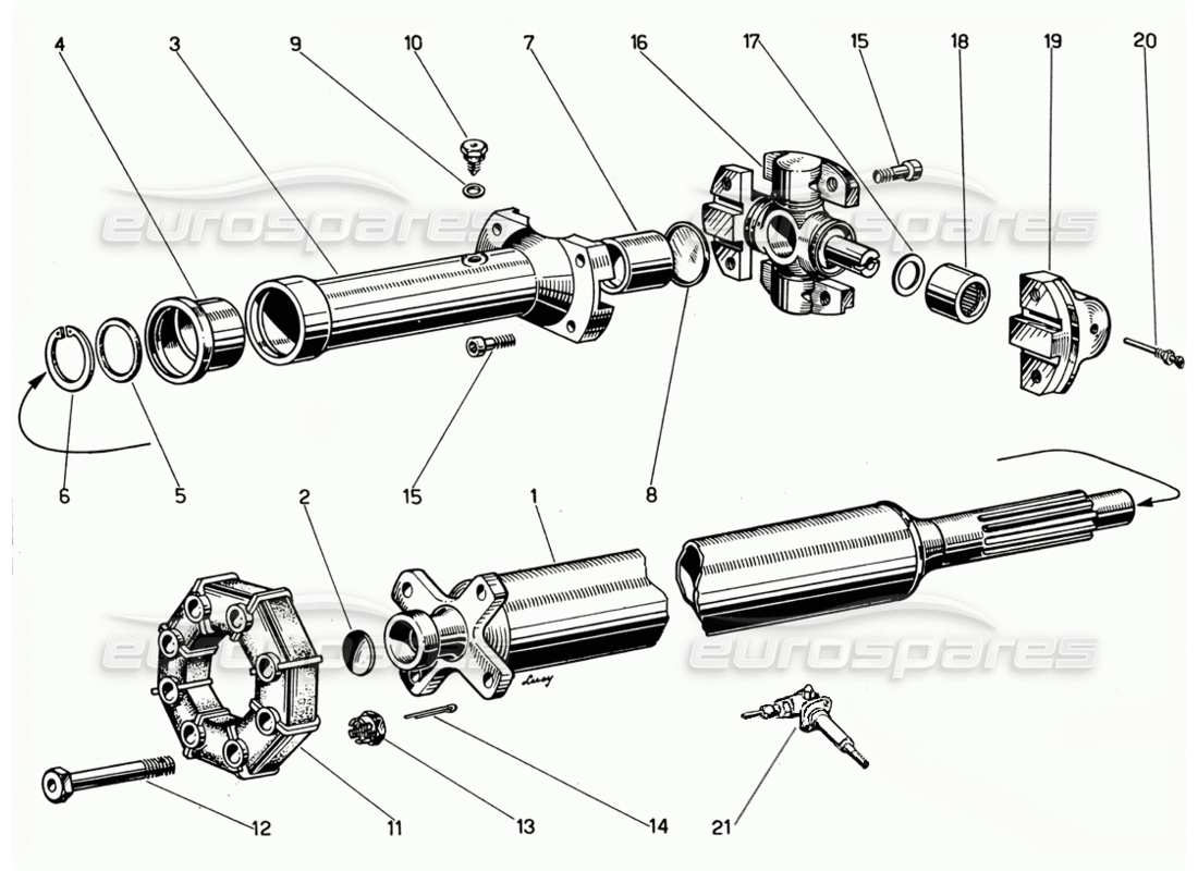 un diagramma delle parti dal catalogo delle parti ferrari 330 gt 2+2