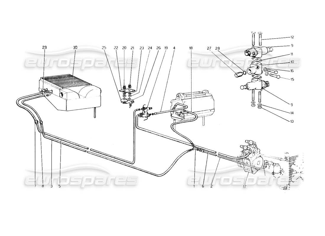 un diagramma delle parti dal catalogo delle parti Ferrari 400 GT (meccaniche).