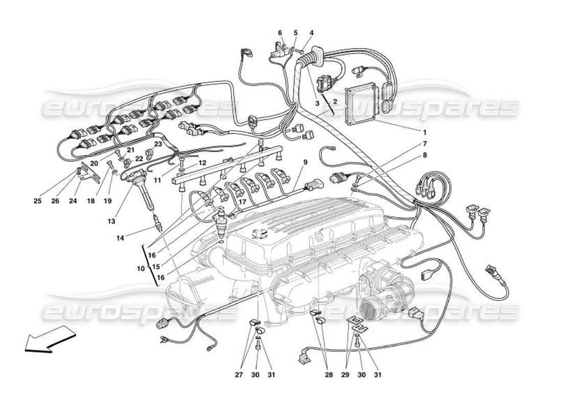 un diagramma delle parti dal catalogo delle parti Ferrari 575 Superamerica