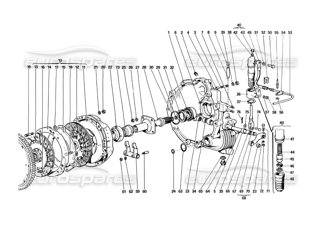 un diagramma delle parti dal catalogo delle parti Ferrari 512 BBi
