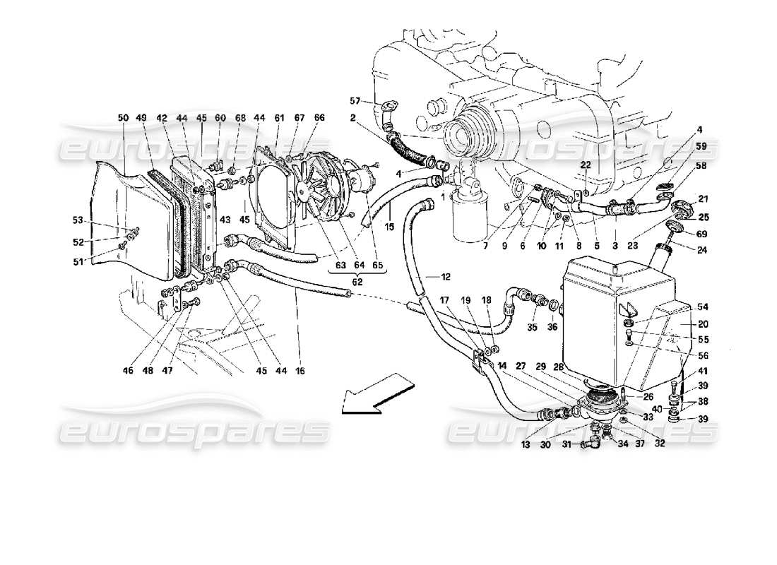 un diagramma delle parti dal catalogo delle parti TR Ferrari 512