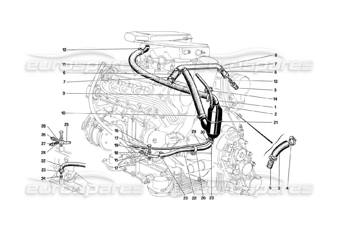un diagramma delle parti dal catalogo delle parti ferrari mondial 3.2 qv (1987)