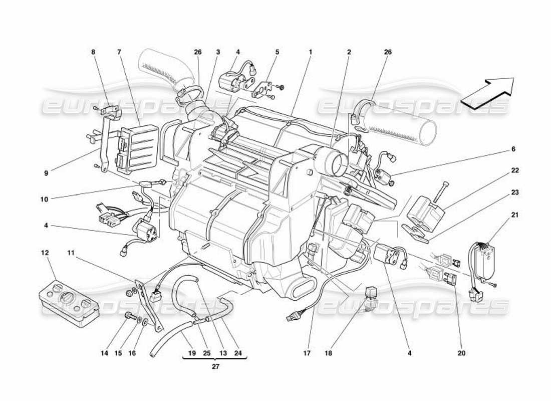 ferrari 550 barchetta unità evaporatore e controlli diagramma delle parti