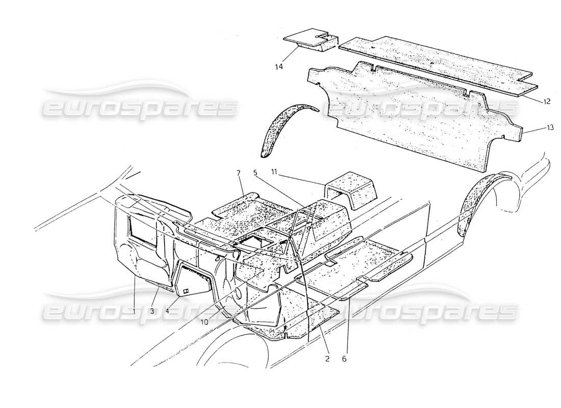maserati 418 / 4.24v / 430 isolamento abitacolo passeggeri schema delle parti