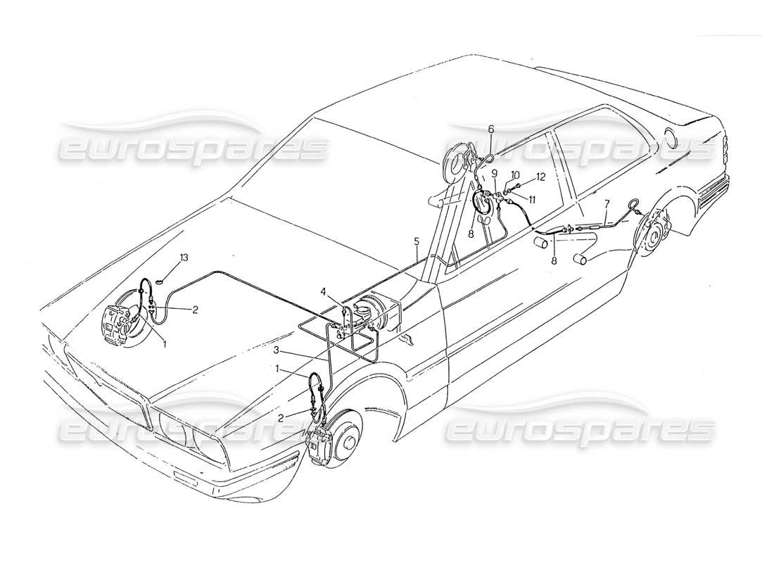 maserati 2.24v diagramma delle parti delle linee dei freni idraulici