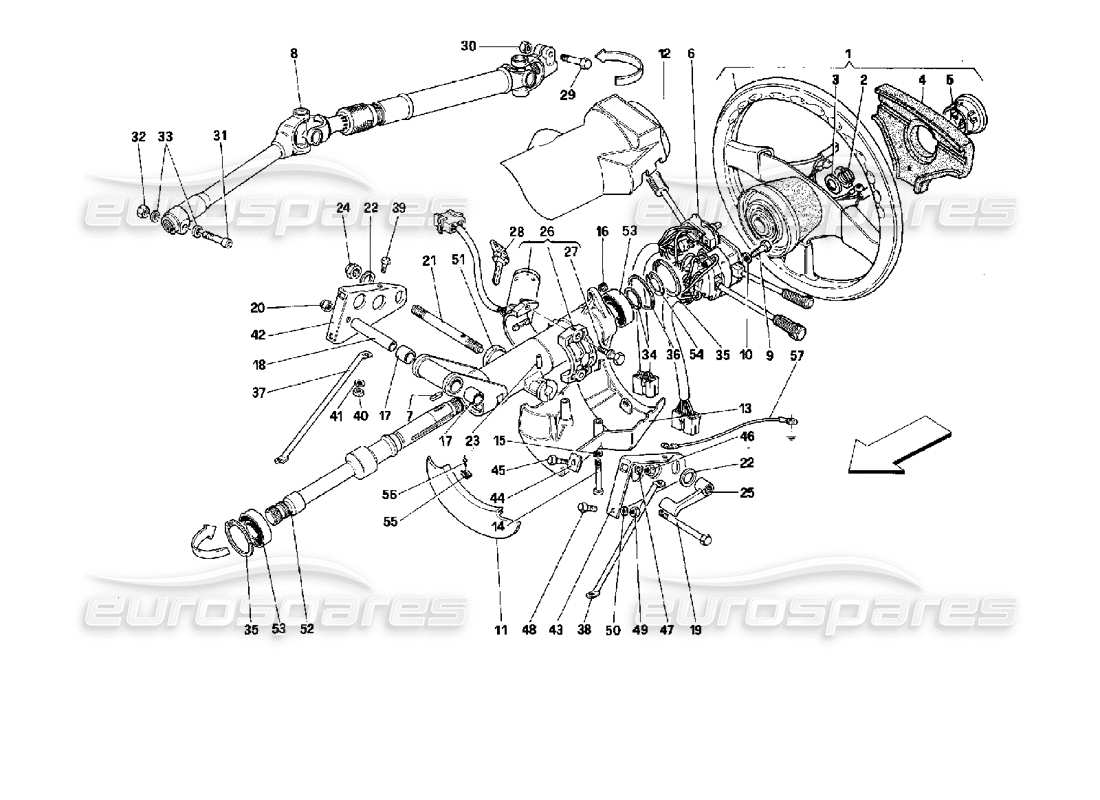 ferrari 512 tr diagramma delle parti del piantone dello sterzo