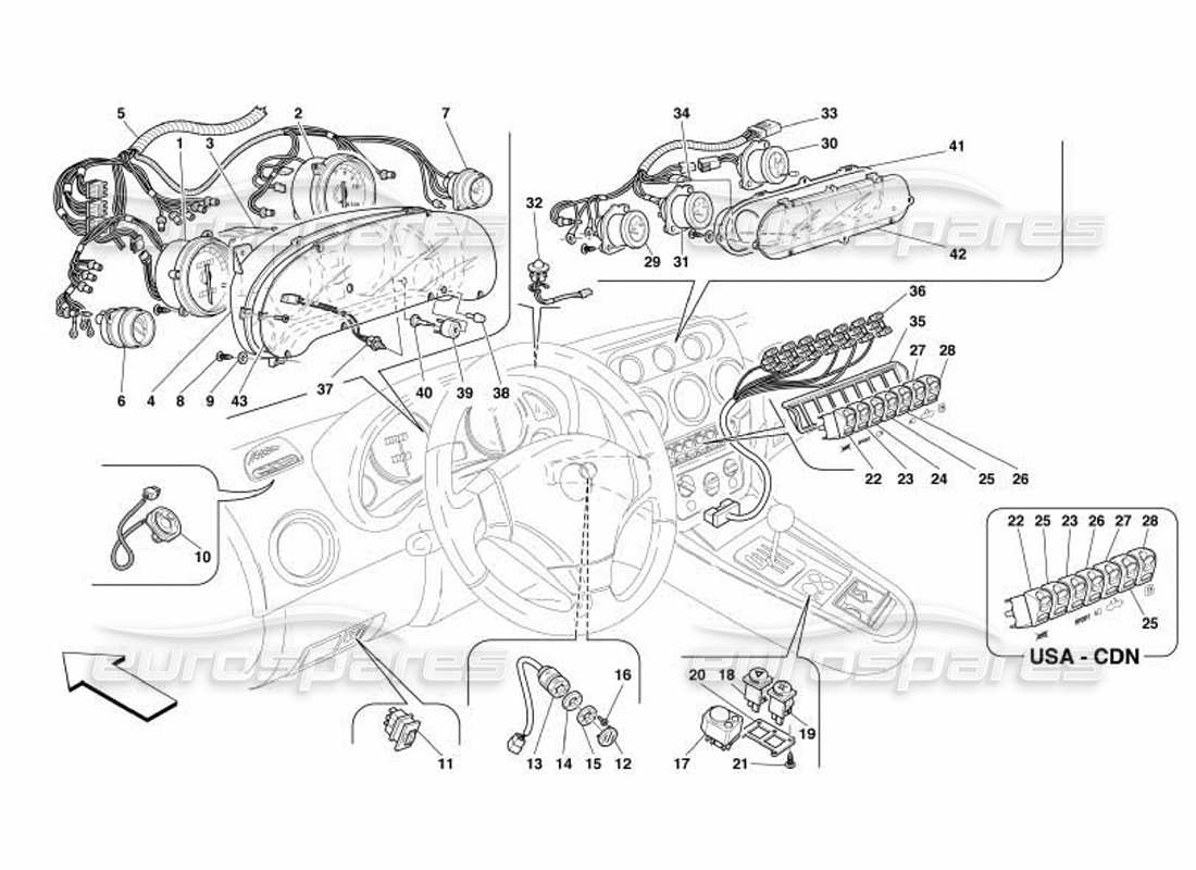 ferrari 550 barchetta strumenti diagramma delle parti