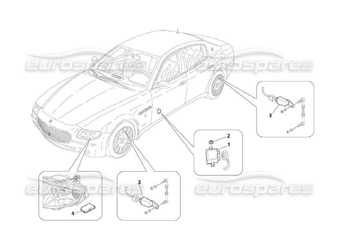 maserati qtp. (2006) 4.2 controllo del sistema dei fari diagramma delle parti