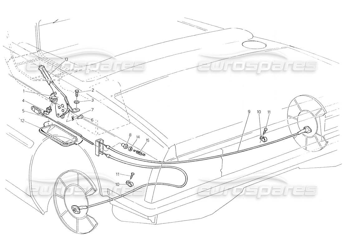 maserati biturbo spider diagramma delle parti del controllo del freno a mano
