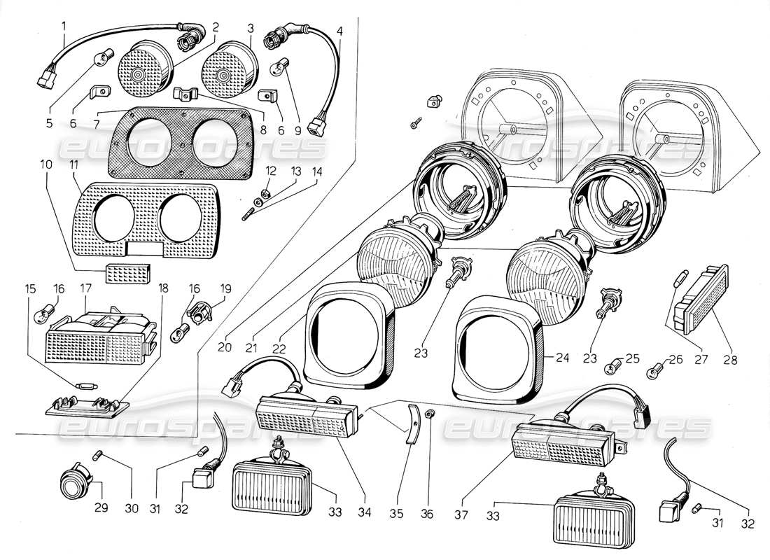 lamborghini jalpa 3.5 (1984) fari e indicatori di direzione diagramma delle parti