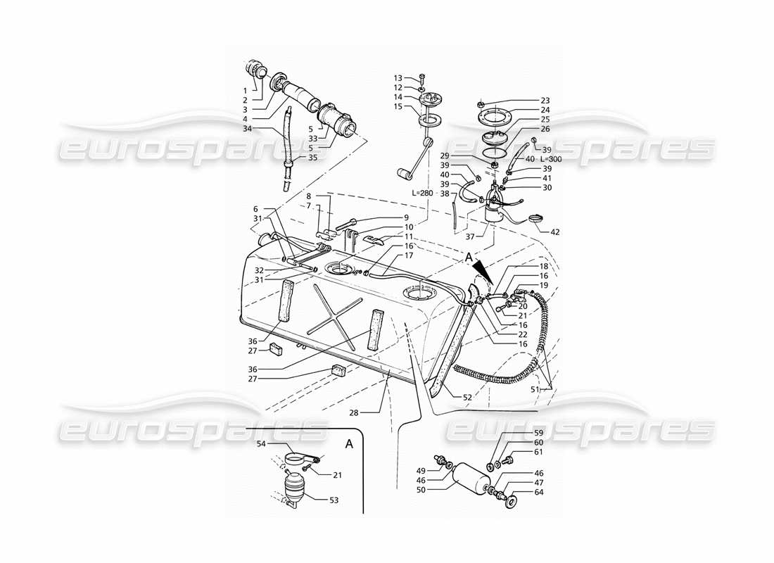 maserati ghibli 2.8 gt (variante) serbatoio di carburante diagramma delle parti