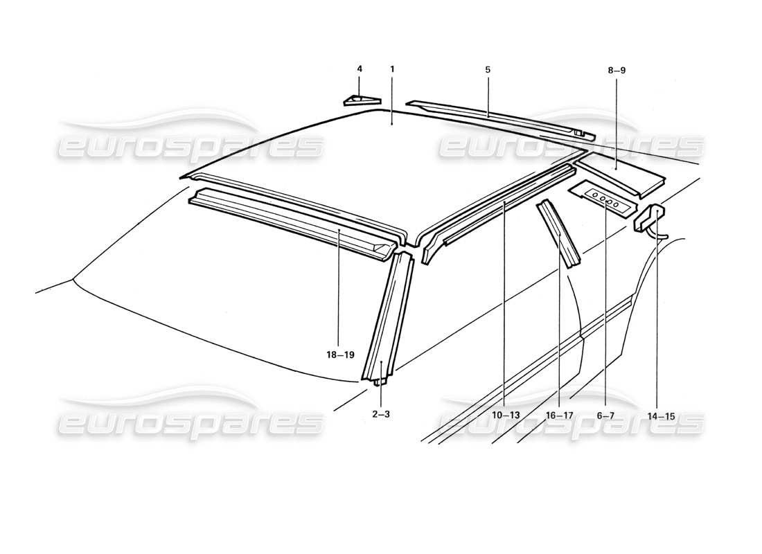 ferrari 412 (coachwork) pannelli del tetto diagramma delle parti
