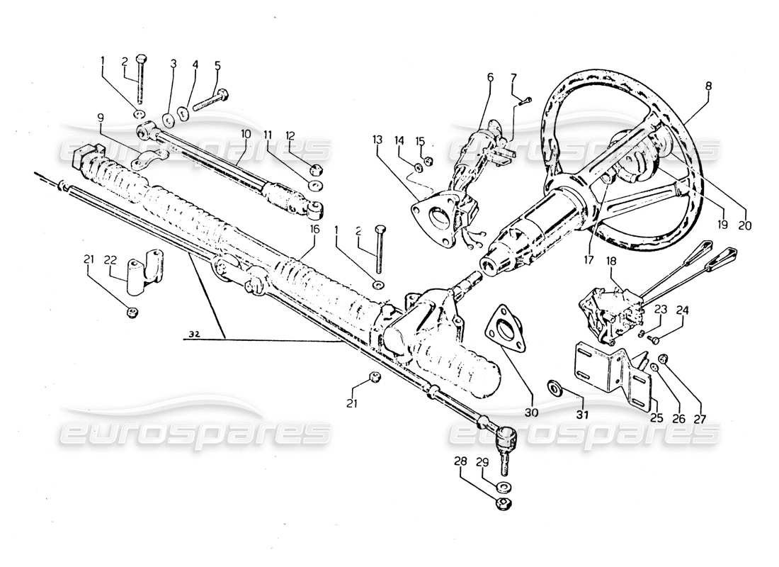 lamborghini urraco p250 / p250s timone diagramma delle parti