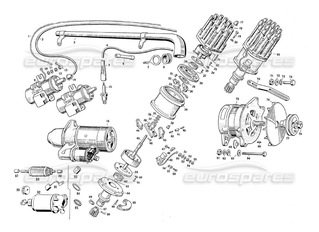 maserati mistral 3.7 apparecchiatura elettrica - schema parte motore
