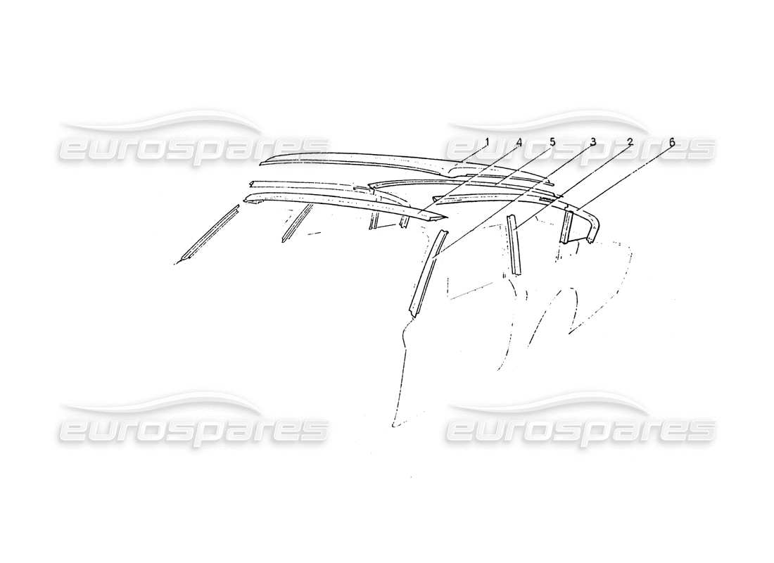 ferrari 365 gt 2+2 (coachwork) diagramma delle parti del tetto della struttura