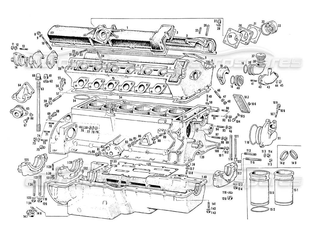 maserati mistral 3.7 schema delle parti dell'alloggiamento del motore