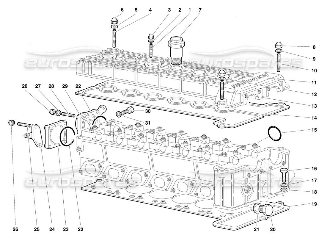 lamborghini diablo vt (1994) accessori per diagramma delle parti della testata destra